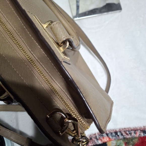 Michael Kors Taupe Satchel with Gold Accents - Picture 12 of 12